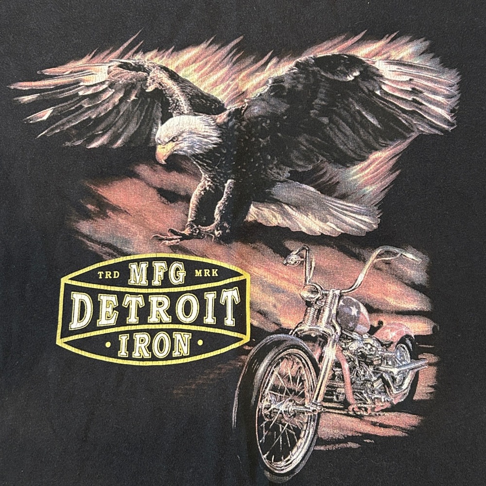 Standard Issue MTG Detroit Iron Shirt Mens L Black Eagle Motorcycle Graphic Tee - Picture 3 of 7